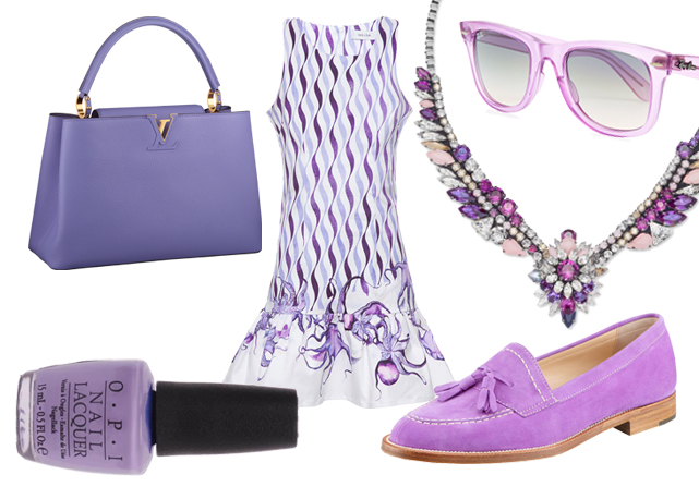 Bolsa Louis Vuitton, R$ 15.200, vestido Isolda, colar Swarovski by Shourouk R$1.465, óculos Ray Ban R$ 550, mocassim Manolo-Blahnik, U$ 465, à venda na Neiman Marcus e esmalte O.P.I à venda na Sephora, R$ 35 - Fotos: divulgação