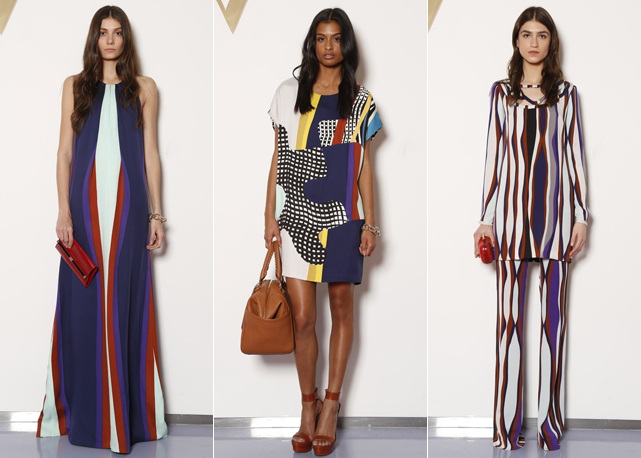 Três looks do pre-fall 2014 de Diane Von Furstenberg - Fotos: Reprodução