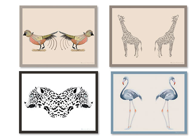 Flamingos, girafas, tigres e passarinhos espelhados compõe os prints dos lenços desenvolvidos por Vanda. Custam R4980 cada - Foto: Divulgação