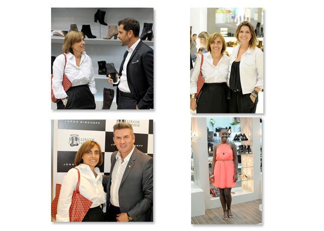 Patricia Carta visita a Couromoda. À esq. nossa publisher encontra com Alexandre Briman e Jorge Bischoff em seus respectivos estandes e à direita com Deisi Pereira da Dumond e Noa Arcangeli da Colcci - Fotos: Alexandre Virgílio