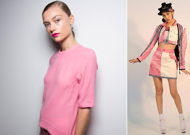 Think pink! Looks de Nasir Mazhar (à esquerda) e da estreante J JS Lee - Foto: divulgação