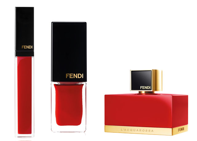 L’Acquarossa Red, o kit de beleza da Fendi, inclui batom, esmalte e perfume - Foto: divulgação