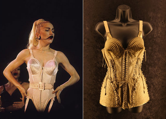 O sutiã-cone original de Madonna está na expo! - Fotos: Getty Images
