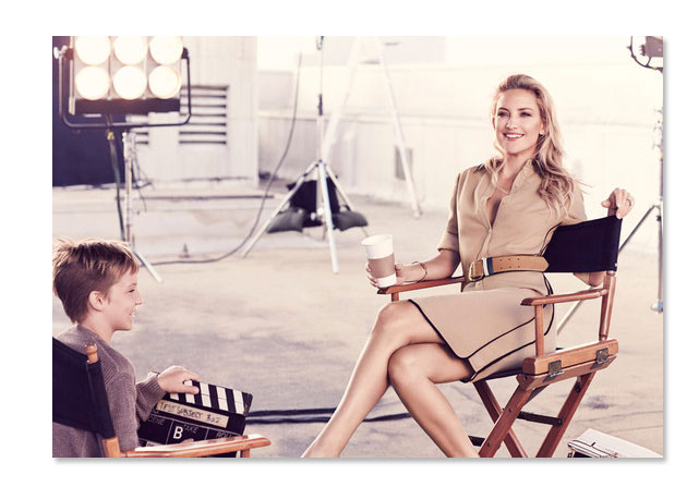 Kate Hudson ao lado do filho Ryder de dez anos para a campanha de verão 2014 da Anna Taylor - Fotos: Reprodução