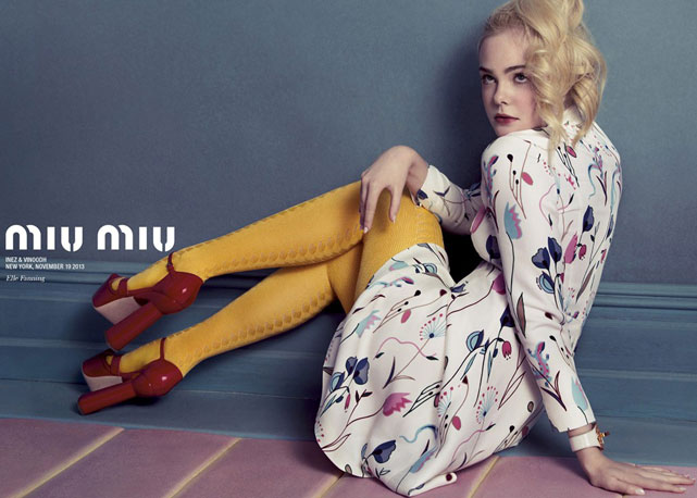 Elle Fanning posa para a campanha de verão 2014 da Miu Miu - Foto: Reprodução