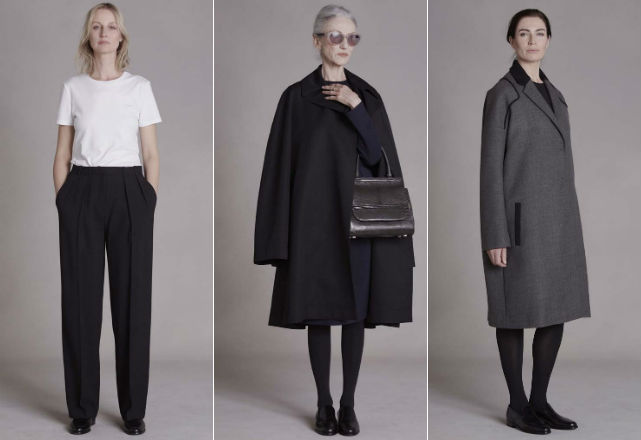Três looks do pre-fall 2014 da The Row, marca de Mary Kate e Ashley Olsen - Fotos: Reprodução