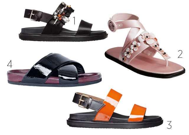 1 - Marni, US$810 (cerca de R$1.943); 2 - Prada R$2.580; 3 - Marni, US$630 (R$1.511); 4 - Céline, €570 (R$1.859) - Fotos:reprodução/ Harper's Bazaar
