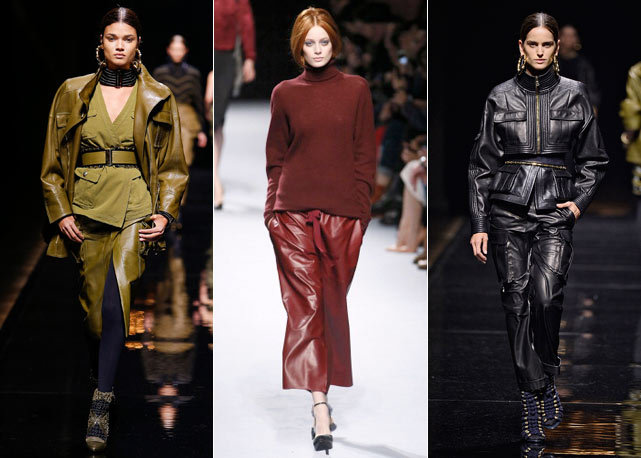 Da esquerda para a direita: Dany Braga na passarela da Balmain, Thairine Garcia para Nina Ricci e Izabel Goulart também para a Balmain - Fotos: Getty Images