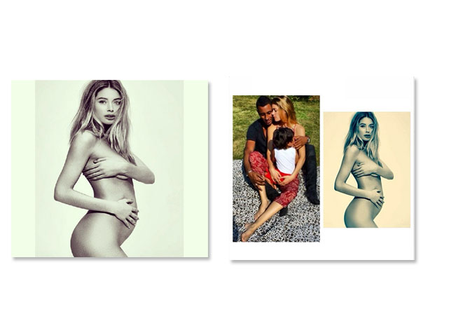 A esquerda a foto porstada por Doutzen e a direita a montagem postada por seu marido - Fotos: reprodução/ Instagram