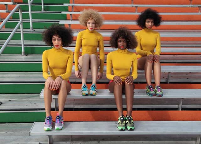 "Girls of Blaze Disc" foi inspirada nos sons e nas cores do Brasil e no Disc Blaze, primeiro tênis de corrida sem cadarço criado pela marca em 1992 - Foto: Divulgação