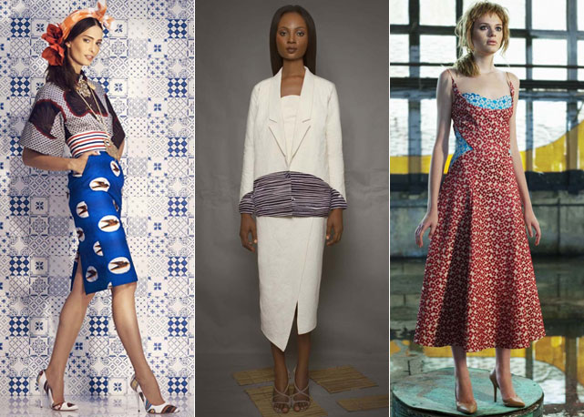 Looks de algumas das 30 semifinalistas do LVMH Young Fashion Designers Prize. da esquerda para a direita: Stella Jean, Maki Oh e Anna October - Fotos: divulgação