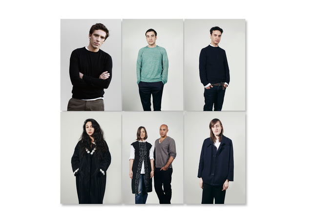 Os finalistas do LVMH Young Fashion Designer Prize. Na parte de cima da esquerda para a direita: Julien Dossena, Chris Gelinas e Cabriele Colangelo. Na parte da baixo da esquerda para a direita: Simone Rocha, Erin Beatty & Max Osterweis, e Thomas Tait – Fotos: divulgação