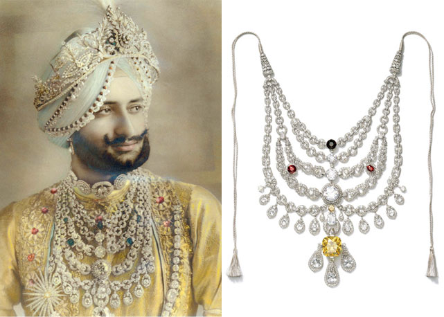O colar Cartier feito especialmente para o Marajá de Patiala, que atualmente faz parte da Cartier Collection e esteve na exposição do Grand Palais – Fotos: divulgação