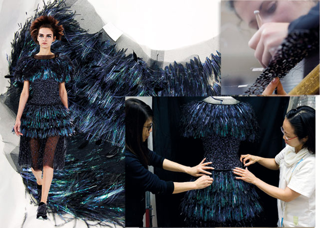O vestido de organza e tule de seda demorou 400 horas de trabalho para tomar forma. São 216 mil paetês no total, aplicados um a um nos ateliês Montex – Fotos: Harper’s Bazaar