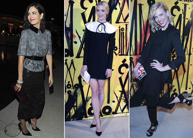 Da esquerda para a direita: Camilla Belle veste Monique Lhuillier; Jaime King vai de Valentino; e January Jones elege Helmut Lang, All Saints e House of Harlow - Fotos: Getty Images
