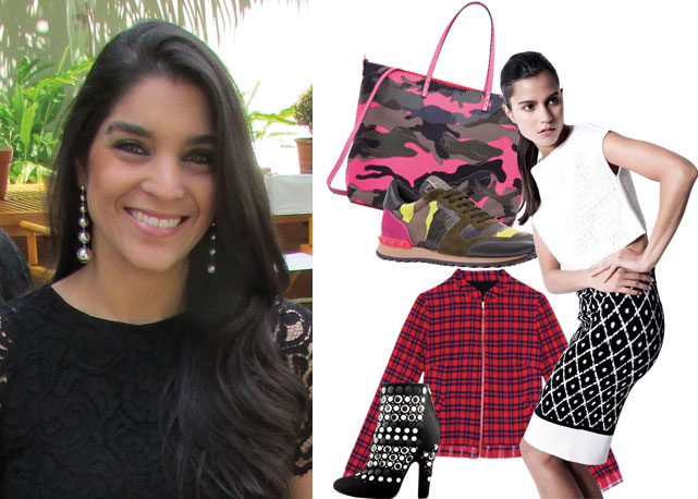 Juana Ferraz: boota Azzedine Alaïa (R$6.900), jaqueta bomber Magrella (R$550), tênis (R$2.820) e bolsa (R$5.100) Valentino, look Ghetz - Fotos: Reprodução/ Harper's Bazaar