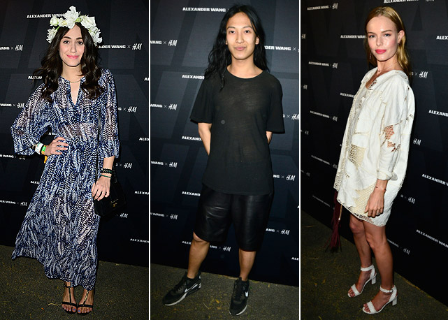 Emmy Rossum, Alexander Wang e Kate Bosworth, da esquerda para a direita - Fotos: Getty Images