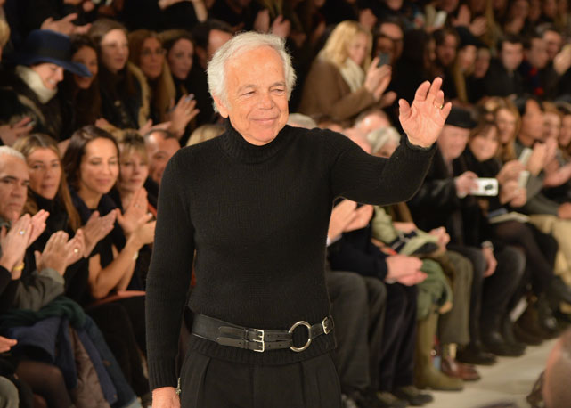 Ralph Lauren ao final do desfile da grife que leva seu nome, em Nova York, em 13 de fevereiro de 2014 - Foto: Getty Images