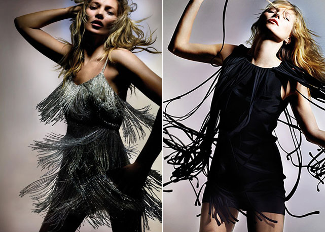 Duas imagens da campanha da coleção de Kate Moss para a Topshop - Fotos:divulgação 