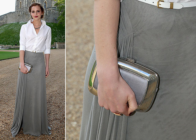 Emma Watson foi na contra-mão das outras convidadas, com look de alfaiataria - Fotos: Getty Images