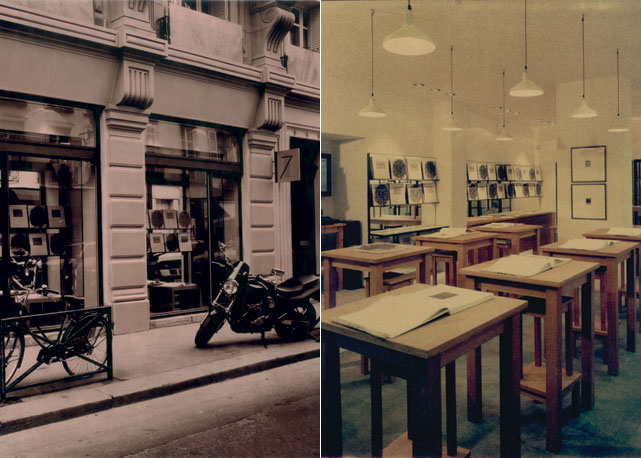 Afachada e interior da 7L, livraria pessoal de Lagerfeld, que foca em publicações de arte, moda e design - Foto:divulgação