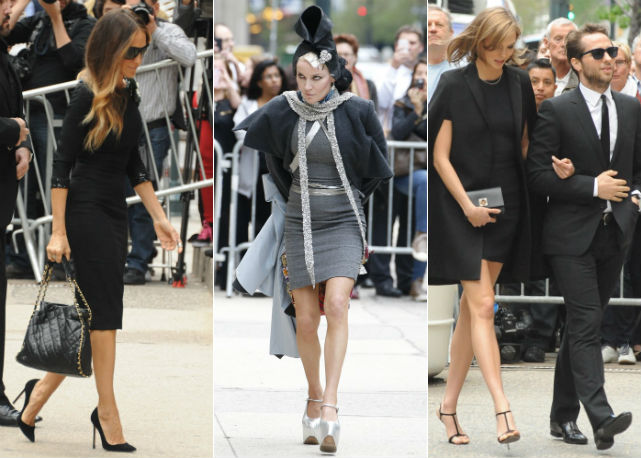 Sarah Jessica Parker, Daphne Guiness, Karlie Kloss e Derek Blasberg no memorial de L'Wren Scott - Fotos: Reprodução