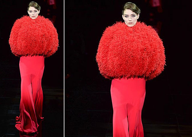 Look que fechou o desfile de alta-costura da Armani Privé - Foto: Getty Images