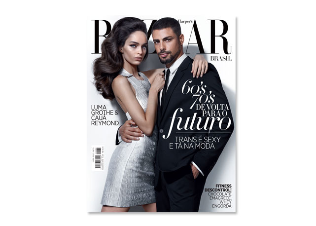 Cauã Reymond e Luma Grothe na capa de agosto da Bazaar - Foto: reprodução Harpers Bazaar