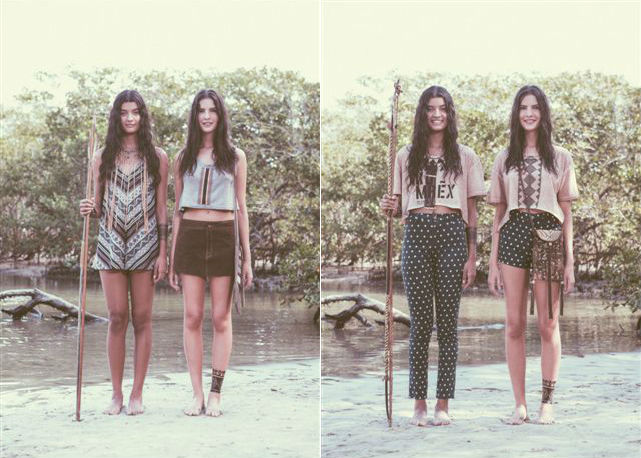 Alguns looks da nova coleção, com peças feitas pela tribo - Foto:divulgação