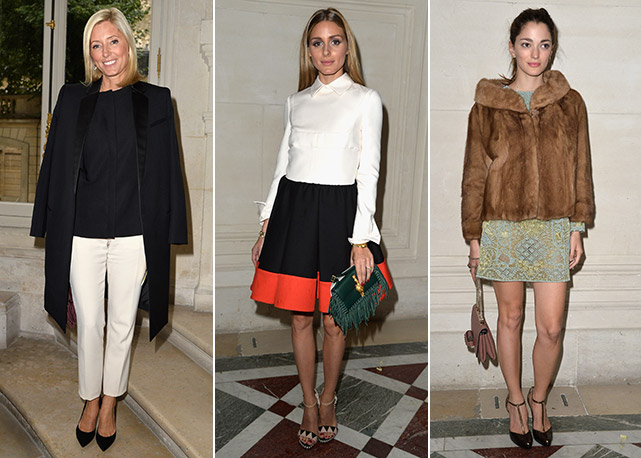 Da esquerda para a direita: a princesa Marie Chantal, Olivia Palermo e Sofia Sanchez - Fotos: Getty Images
