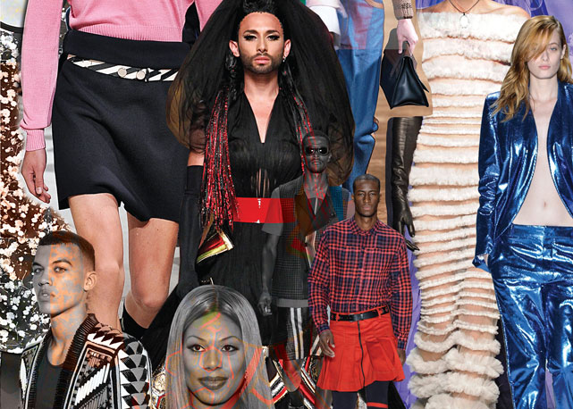 A drag queen Conchita Wurst fecha o desfile de alta-costura de Jean Paul Gaultier - Foto: reprodução Harpers Bazaar