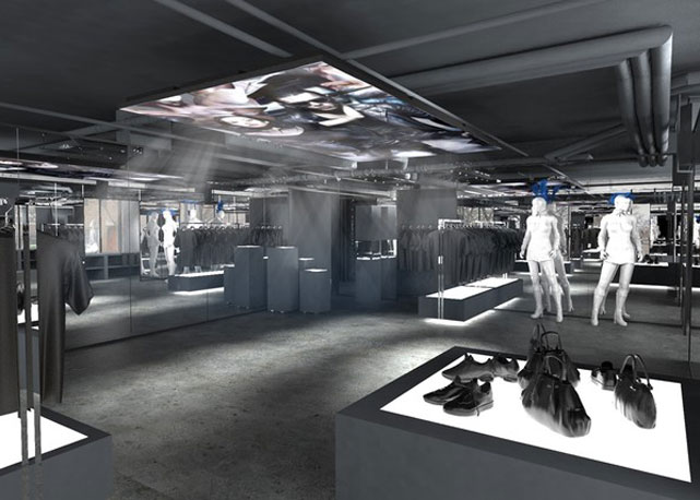 Um croqui da pop-up da Diesel em Nova York - Foto:reprodução