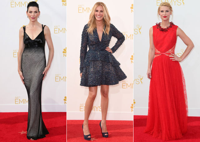 Julianna Marguilies, que levou para casa o prêmio de melhor atriz, Julia Roberts e Claire Danes - Fotos: Getty Images