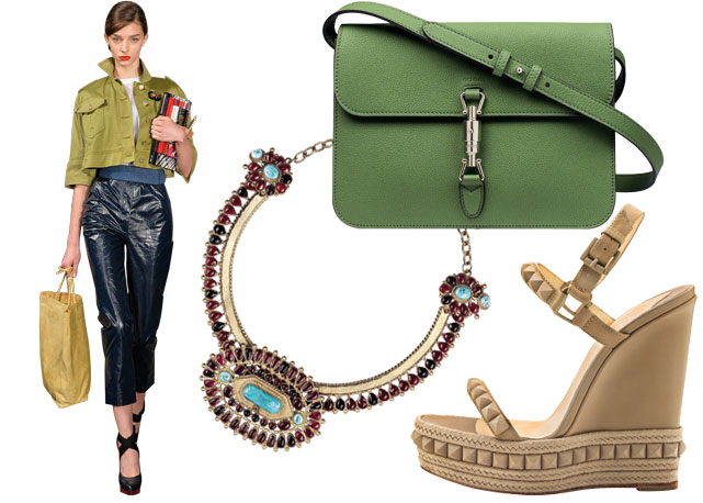 Look da passarela do verão 2015 de Herchcovitch;Alexandre; bolsa Gucci (R$6.720); colar Chanel; e anabela Christian Louboutin (R$2.390) - Fotos:divulgação