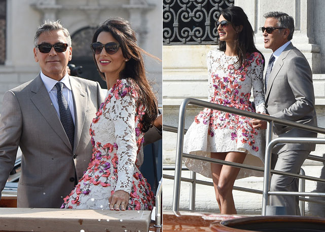 Mini de renda bordado assinado por Giambattista Valli para a primeira aparição depois do sim - Fotos: Getty Images