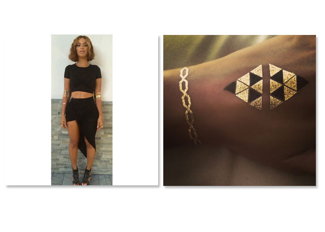 A cantora Beyoncè e suas jewelry tattoos - Fotos: reprodução/Instagram