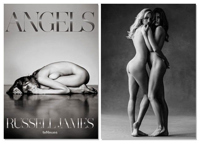 A capa do livro de Russell James e as modelos Lily Aldridge e Candice Swanepoel - Fotos: divulgação