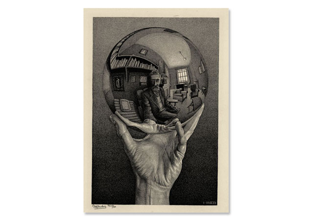 A obra Autorretrato em esfera espelhada de Escher - Foto: divulgação