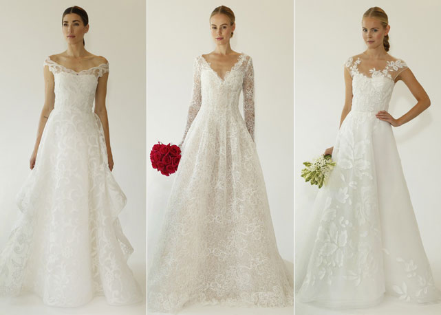 Detalhes em renda ou bordados do inverno 2015 da coleção bridal de Oscar de la Renta - Fotos: reprodução