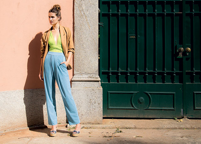Blazer, R$ 420, body, R$ 320, e calça, R$ 290, da nova coleção da Wymann - Foto: reprodução/Harper's Bazaar