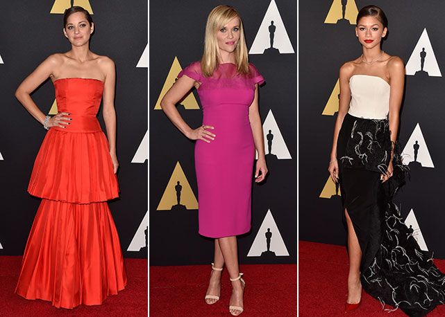 Da esquerda para a direita: Marion Cotillard, Reese Witherspoon e Zendaya - Fotos: Getty Images