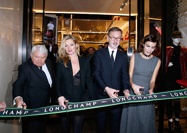 Dono da Longchamp, Philippe Cassegrain, Kate Moss, diretor geral da marca Jean Cassegrain e Alexa Chung