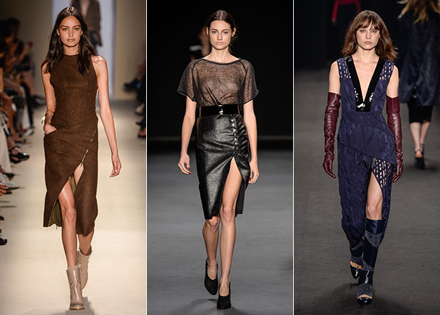 Da esquerda para a direita, looks dos desfiles de inverno 2015 da Animale, Wagner Kallieno e Giuliana Romanno - Fotos: Agência Fotosite