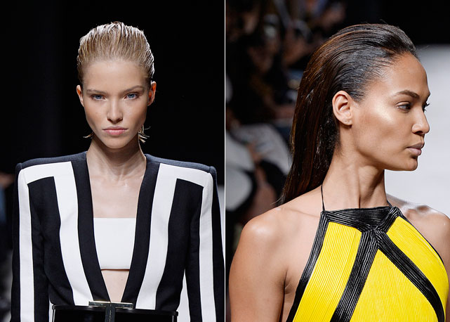 Sleek hair na runuway do verão 2015 da Balmain - Fotos: Getty Images