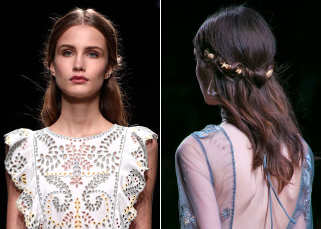 O cabelo romântico do desfile de verão 2015 da Valentino - Fotos: Getty Images