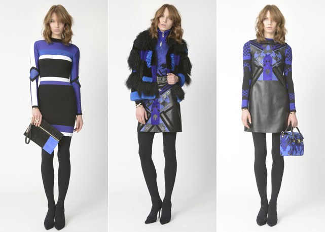 Looks azul, preto e branco do pre fall 2015 da versace - Fotos: reprodução