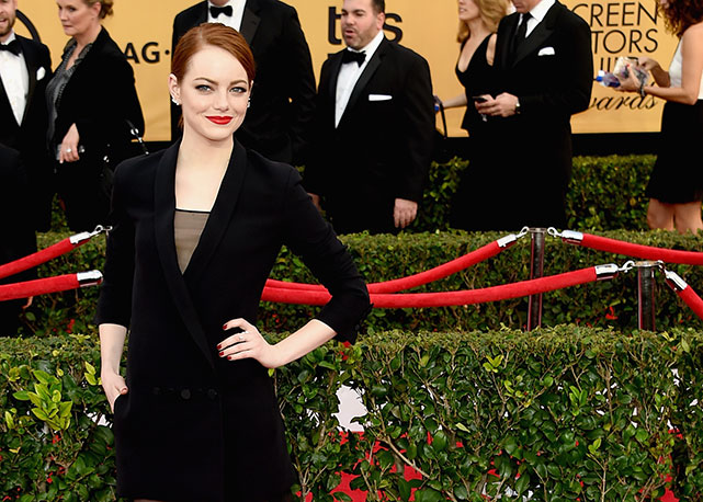 Emma Stone, de Dior - Foto: Getty Images