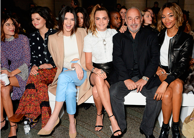 Alexa Chung, Pixie Geldof, Kendall Jenner, Cara Delevingne, Philip Green e Jourdan Dunn - Foto: Getty Images