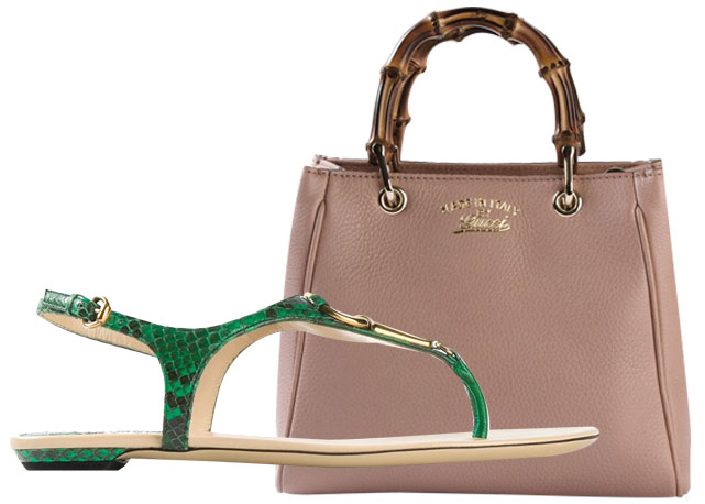 Bolsa e sandália Gucci  - Foto: reprodução / Harper´s Bazaar