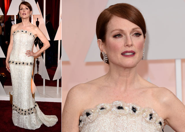 Julianne Moore - A vencendora da estatueta de melhor atriz foi de Chanel Haute Couture, um vestido todo bordado que levou 987 horas para ficar pronto - Fotos: Getty Images